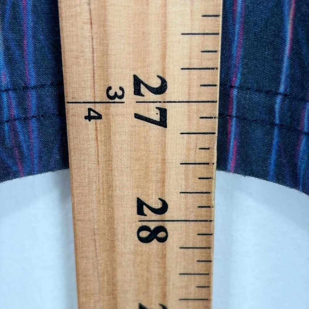 1 Like No Other Polo Shirt Men Medium Blue Striped Polyester Stretch Contrast